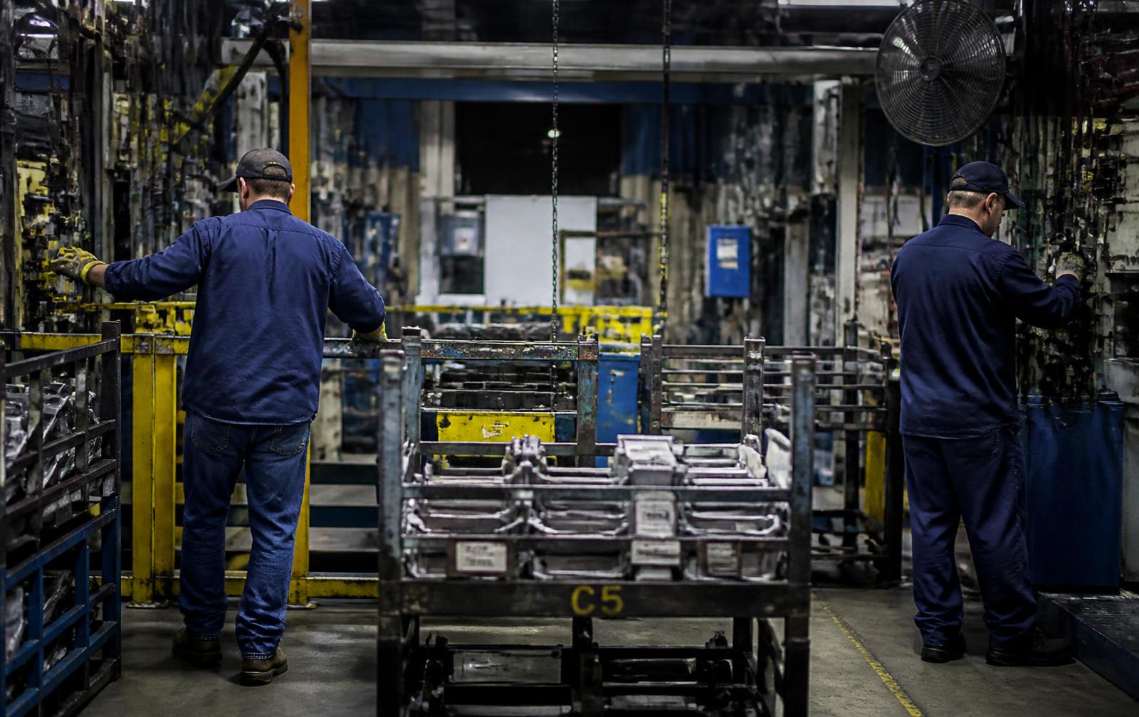 American workers on a factory floor